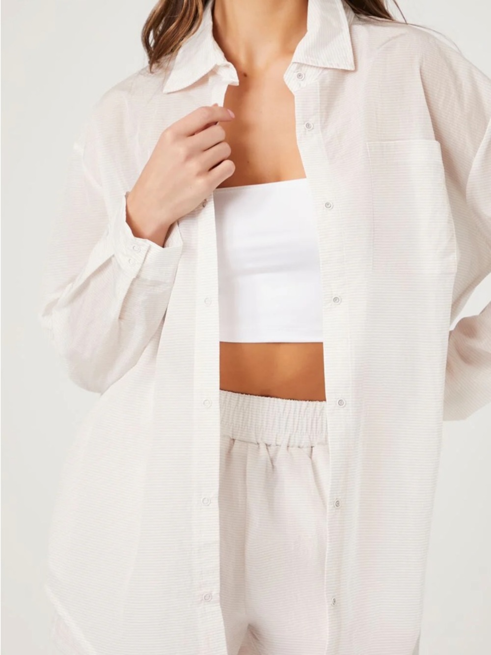Forever 21 Snap Button-Front Shacket with Matching Bottoms